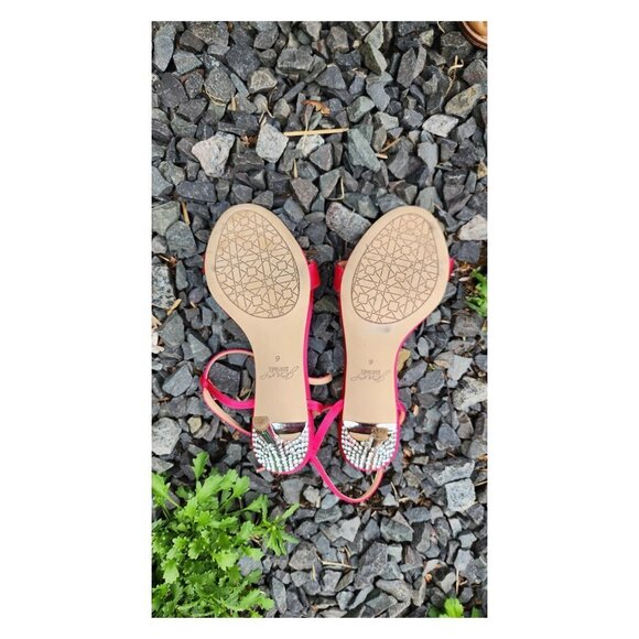 JEWEL BADGLEY MISCHKA Satin Rhinestone Ankle Strap Sandals - Picture 13 of 14